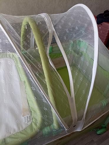 складной манеж детский: Детская коляска и складная кроватка-манеж 2-в-1, зеленый цвет — 3