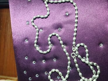 украшение шампанского для свадьбы: Цепочка - колье " Рисинки" .Серебро 925 проба . Производство Сингапур — 1