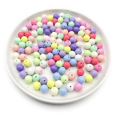 Бусины акриловые круглые, пастельный микс. диаметр 8мм - 100 шт