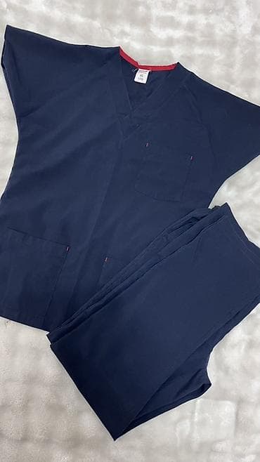 немецкая форма: Медицинский костюм (топ + брюки), темно‑синий цвет. Размер XS-S — 1