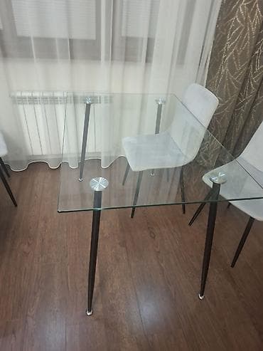 Мебель: Стеклянный обеденный/журнальный стол в современном минималистичном — 5