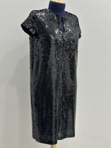 платье с пайетками большого размера: Вечернее платье, Коктейльное, С рукавами, С пайетками, L — 2