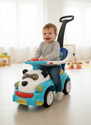 игрушечный паровоз: Каталка-машинка для малышей с ручкой-толкателемв прошу 1500с - Яркий — 1