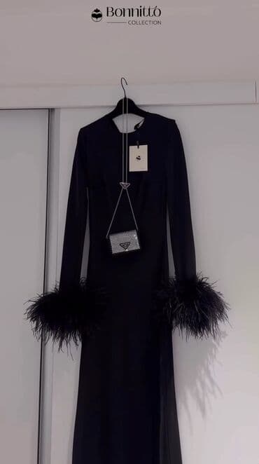 купить женские туфли из натуральной кожи: Кече көйнөгү, Коктейл, Узун модель, Атлас, Жеңдери менен, Канат жүндөрү, S — 2