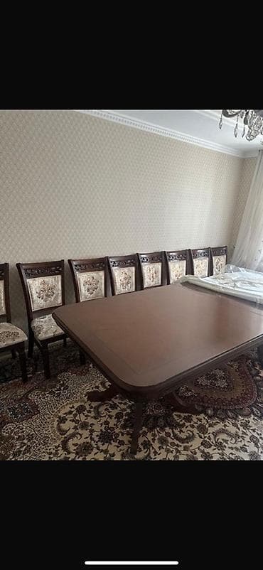 кухняга стол: Конок бөлмөсү үчүн үстөл жана отургуч, Колдонулган, түсү - Күрөң — 1