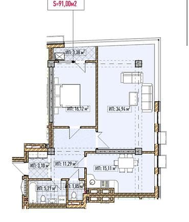 абдурахманова: 2 комнаты, 91 м², Элитка, 10 этаж, Готовая ПСО (под самоотделку) — 4