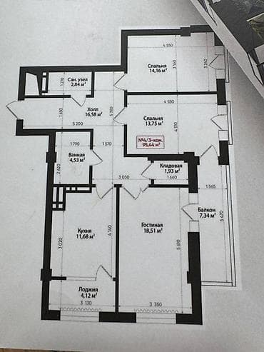 сдается квартира орто сай: 3 комнаты, 95 м², Элитка, 6 этаж — 4