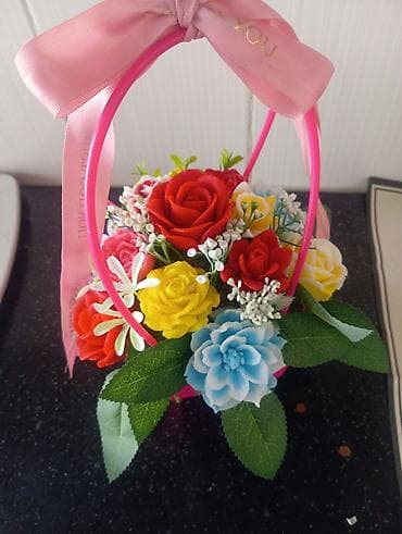 красная гвоздика о.ц: 🌸 Нежная композиция из мыльных цветов в стильной корзинке 🌸 Элегантный — 2