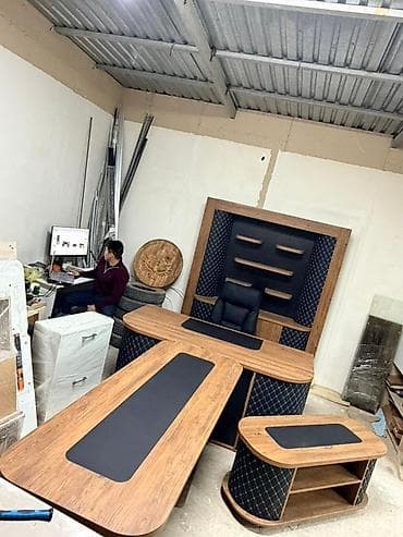 Офисные столы: Комплект офисной мебели, Новый, Кресло, В рассрочку, Дерево, Бесплатная доставка, цвет - Черный — 3