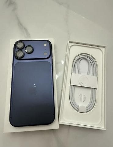 Техника и электроника: IPhone 17 Pro Max, Б/у, 256 ГБ, Синий, Кабель, 100 % — 1