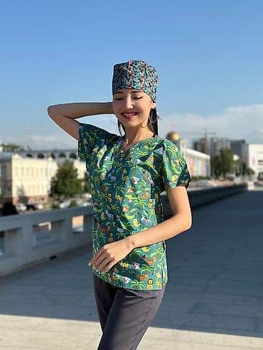 Медтовары: Медицинские scrub-топы с принтами + хирургические шапочки - Унисекс и — 4