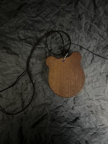 калонка с микрофоном: Мини-калимба-брелок из дерева в форме медвежонка - Портативная — 2