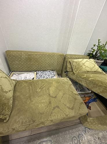 мебель диван раскладной: Диван трансформер угловой В зелено- горчичном цвете С двумя ящиками — 4