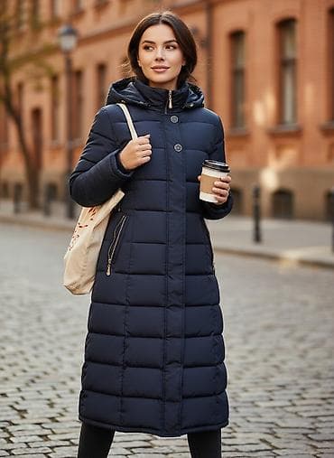 Пуховик, По колено, С мехом, M