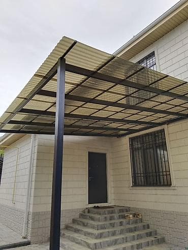 спальник на крышу: Навес, Арочный, Металл, Поликарбонат, Установка — 6