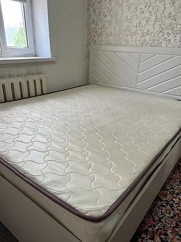 ортопедический матрас цена бишкек: Двуспальная кровать, С матрасом, длина - 200 см — 1