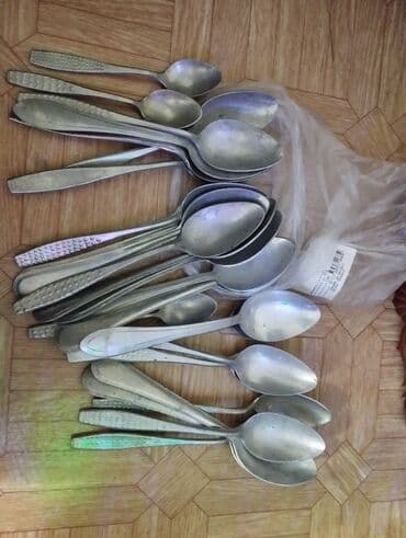 набор кухонных ножей: Ложки советские алюминиевые, алюминий. 22 большие и 3 маленькие — 1