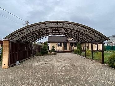 тента: Навесы и укрытия для двора/парковки из металлокаркаса с кровлей из — 5