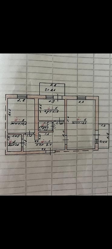 кватир: 2 комнаты, 49 м², 105 серия, 4 этаж, Косметический ремонт — 4