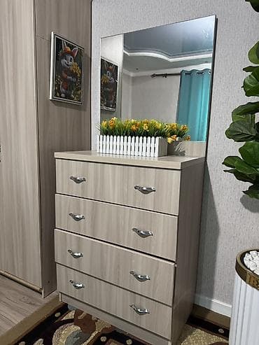 Гарнитуры для прихожей: Спальный гарнитур, Б/у, Двуспальная кровать, Шкаф, Комод, Кыргызстан, Самовывоз, цвет - Бежевый — 3