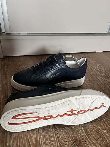 кеда: Мужские кеды Santoni, темно-синие - Материал верха: гладкая — 10