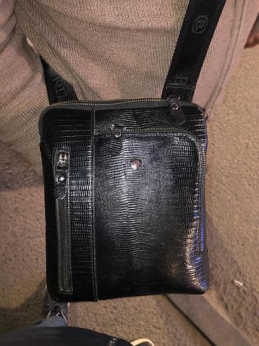 apple magic mouse 2: Мужская сумка через плечо, вертикального формата. - Материал: чёрная — 2