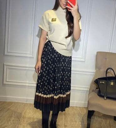 теннисный юбка: Юбка, Модель юбки: Плиссе, Макси, Шифон, По талии — 2