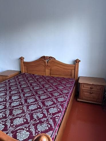 мебель деревянная: Спальный гарнитур, Б/у, Двуспальная кровать, Шкаф, Тумба, Кыргызстан, Дерево, цвет - Коричневый — 1