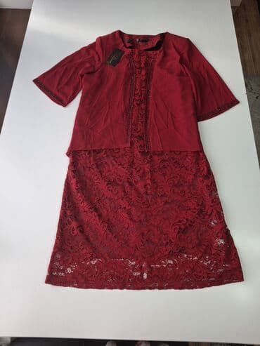 короткое трикотажное платье с длинным рукавом: Вечернее платье, 7XL (EU 54) — 1