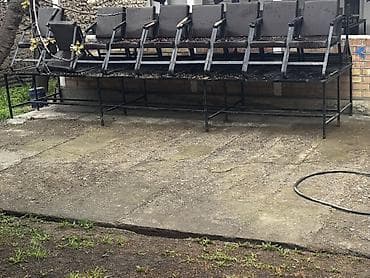 бу стол и стуля: Металлическая подиумная конструкция с рядными креслами Стол узун 2 шт — 1