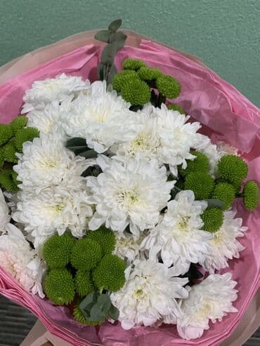 сирень букет: Букет из хризантем - Состав: крупные белые хризантемы-ромашки — 1
