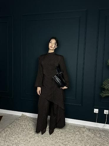 туники со штанами: Женский комплект в полоску — туника и широкие брюки. - Цвет — 2