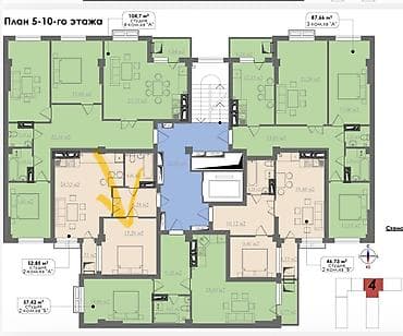 ала тол: 2 комнаты, 55 м², Элитка, 10 этаж, Готовая ПСО (под самоотделку) — 2