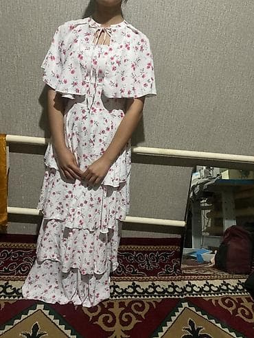 Женская одежда: Повседневное платье, Лето, Длинная модель, Шифон, M, Стандарт — 3