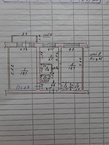 Батирлер: 2 бөлмө, 47 м², Жеке план, 2 кабат, Эски ремонт — 2
