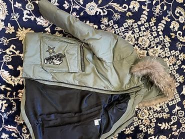 форма военных: Зимняя куртка оливкового цвета с капюшоном Подростковый: рост 150см — 4