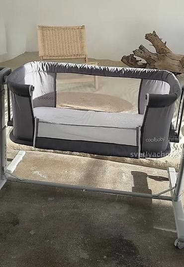 Детская мебель: Детская приставная кроватка, С колесиками, цвет - Серый — 3