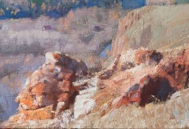 современные художники: Картина маслом на холсте "Скала, освещённая солнцем". Автор: Токарев — 2