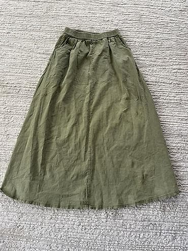 Юбка, Модель юбки: Трапеция, Миди, Лен, По талии