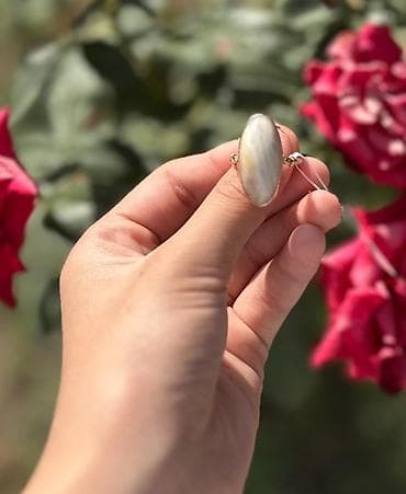 Серьги: Кольцо, Проба 583, Женские, Агат, Советские (СССР), Б/у — 3