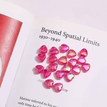 касметика для девочек: Бусины акриловые в виде сердечка с перламутром, размер сердца 7 мм х — 7