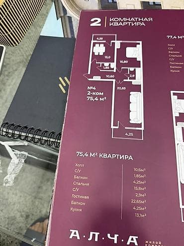 2 8: 2 комнаты, 75 м², Элитка, 3 этаж, Готовая ПСО (под самоотделку) — 2