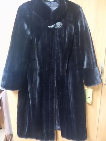 фирменные часы: Шуба из искусственного меха норки, классический черный цвет. - Длина — 1