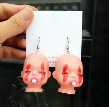 украшение шампанского для свадьбы: Серьги Подвески -арт «Doll Horror» 🖤 Уникальное украшение для смелых — 1