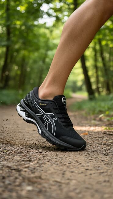 Кроссовки Asics с мембраной GORE‑TEX - Цвет: черный с белыми at lalafo.kg Кроссовки Asics с мембраной GORE‑TEX - Цвет: черный с белыми