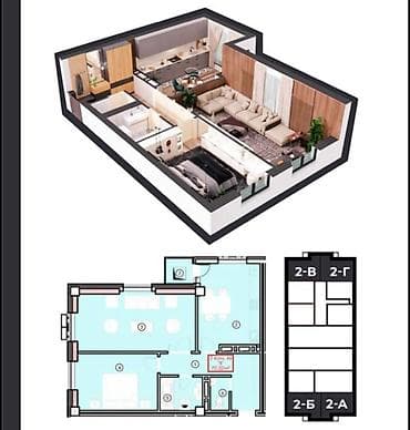 Квартиры: 2 комнаты, 73 м², Золотой квадрат Элитка, 14 этаж, ПСО (под самоотделку) — 5