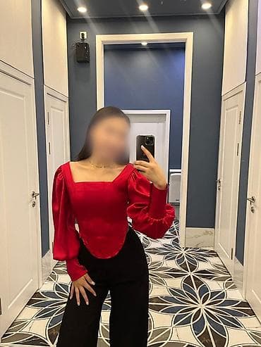 Блузка, Кече, Атлас, Solid print, Кыска модель