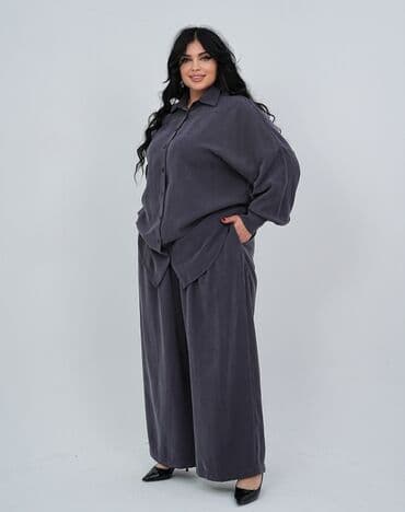 купить спортивный костюм женский недорого от производителя: Брючный костюм, Прямые, Рубашка, Осень-весна — 5