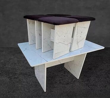 стол со стульями для гостиной: Кухонный стол и стул, Новый, Платная доставка, цвет - Серый — 3