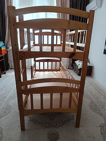 bunk bed: Двухъярусная деревянная кровать из массива (сосна/ель) в натуральном — 5